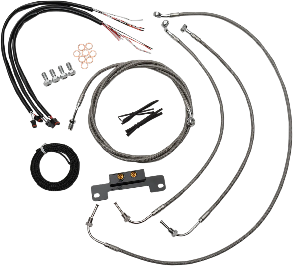 LA CHOPPERS Handlebar Cable/Brake Line Kit - Complete - 18" - 20" Ape Hanger Handlebars - Stainless LA-8055KT2-19