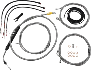 LA CHOPPERS Handlebar Cable/Brake Line Kit - Complete - 18" - 20" Ape Hanger Handlebars - Stainless LA-8056KT2-19