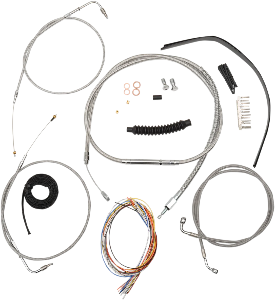 LA CHOPPERS Handlebar Cable/Brake Line Kit - Complete - Mini Ape Hanger Handlebars - Stainless LA-8210KT2A-08
