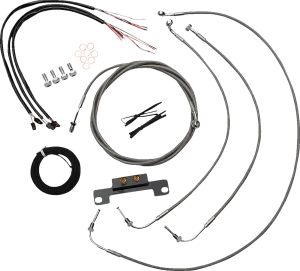 LA CHOPPERS Handlebar Cable/Brake Line Kit - Complete - Stock Ape Hanger Handlebars - Stainless LA-8056KT2-08