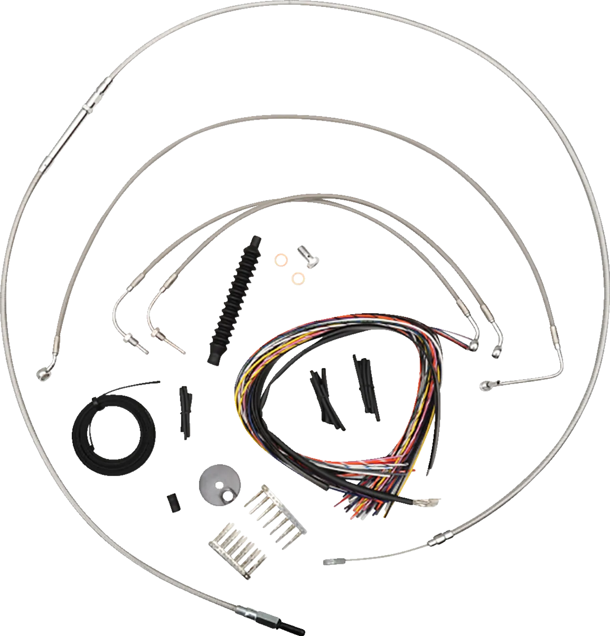 LA CHOPPERS Handlebar Cable/Brake Line Kit- Quick Connect - Complete - 12" - 14" Ape Hangers - Stainless LA-8155KT2-13