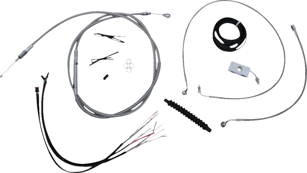 LA CHOPPERS Handlebar Cable/Brake Line Kit- Quick Connect - Complete - 12" - 14" Ape Hangers - Stainless LA-8156KT2-13