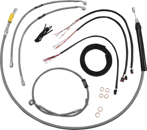 LA CHOPPERS Handlebar Cable/Brake Line Kit- Quick Connect - Complete - 12" - 14" Ape Hangers - Stainless LA-8157KT2-13