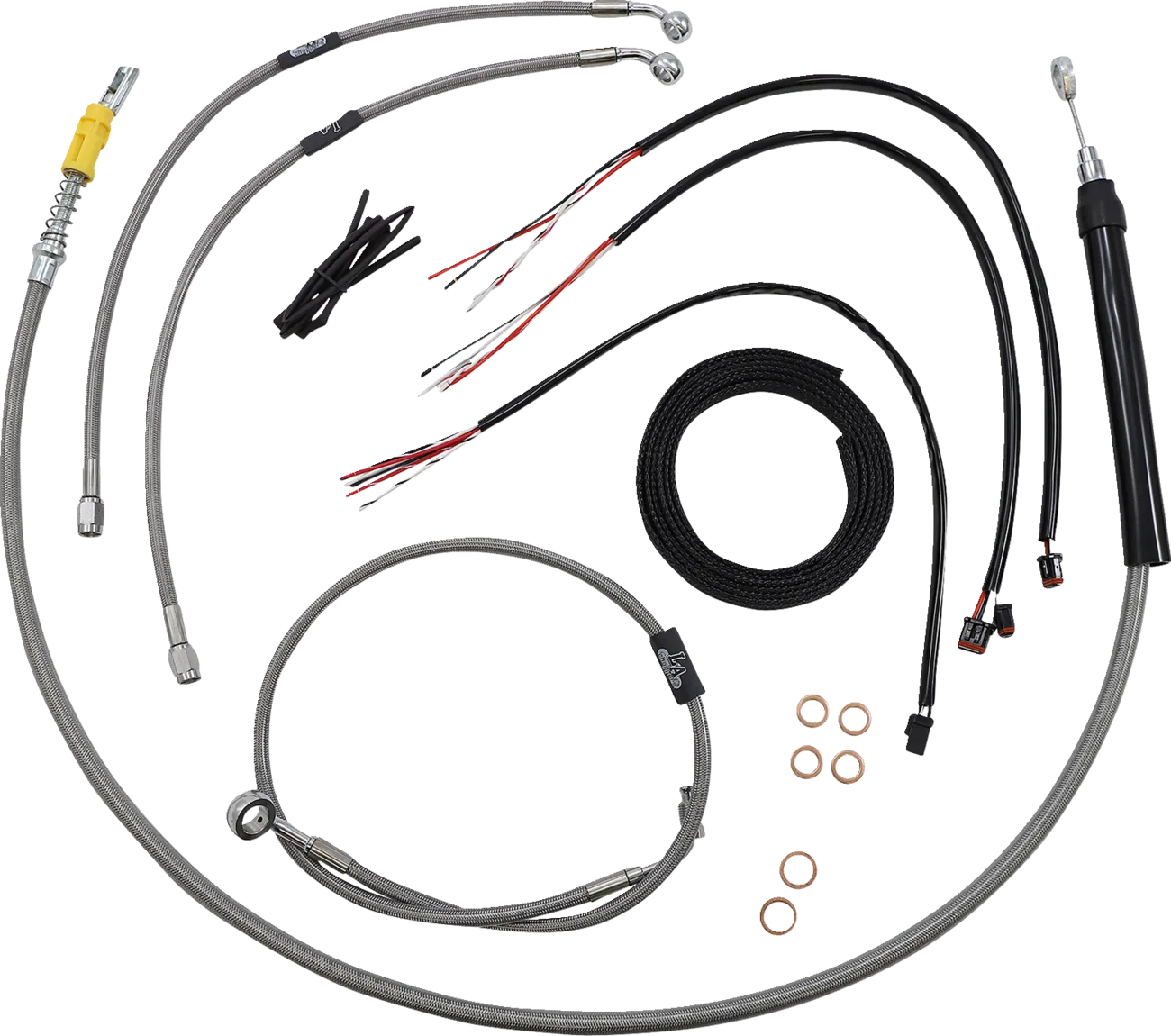 LA CHOPPERS Handlebar Cable/Brake Line Kit- Quick Connect - Complete - 12" - 14" Ape Hangers - Stainless LA-8157KT2-13