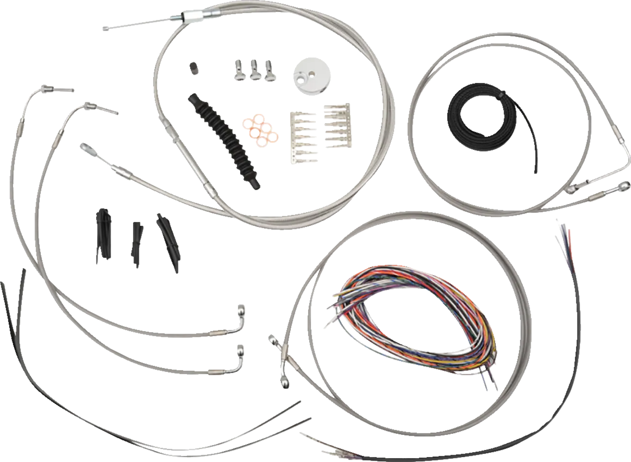LA CHOPPERS Handlebar Cable/Brake Line Kit- Quick Connect - Complete - Mini Ape Hanger Handlebars - Stainless LA-8157KT2-08