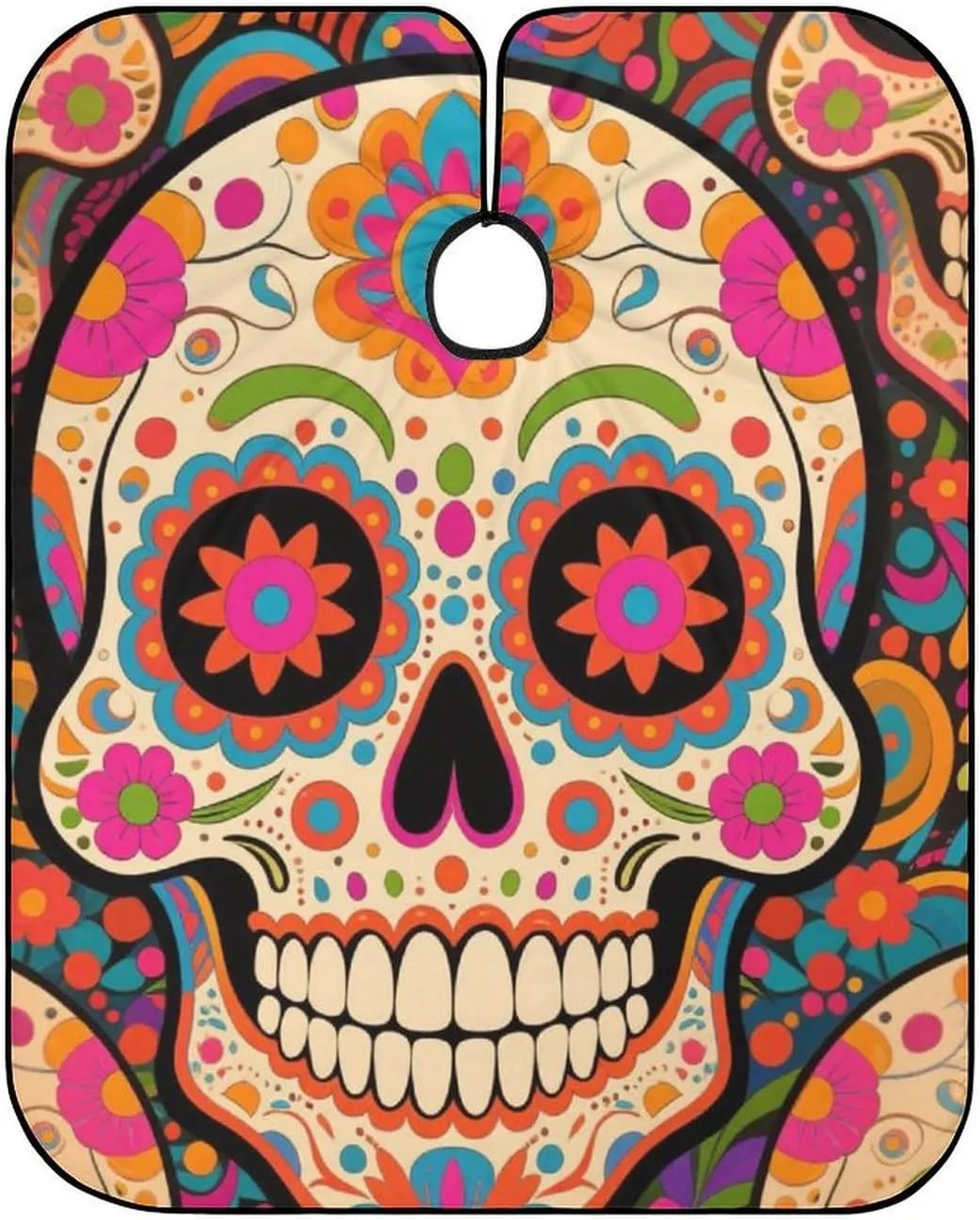 Large Long Salon Gown Cape - Haircut Cloth Apron Cape Mexican Sugar Skull Flower Art Haircut Cloth Wrap Protector for Home Stylists