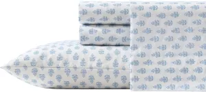 Laura Ashley - King Sheets, Cotton Percale Bedding Set, Lightweight & Breathable Home Decor (Francesca Blue, King)