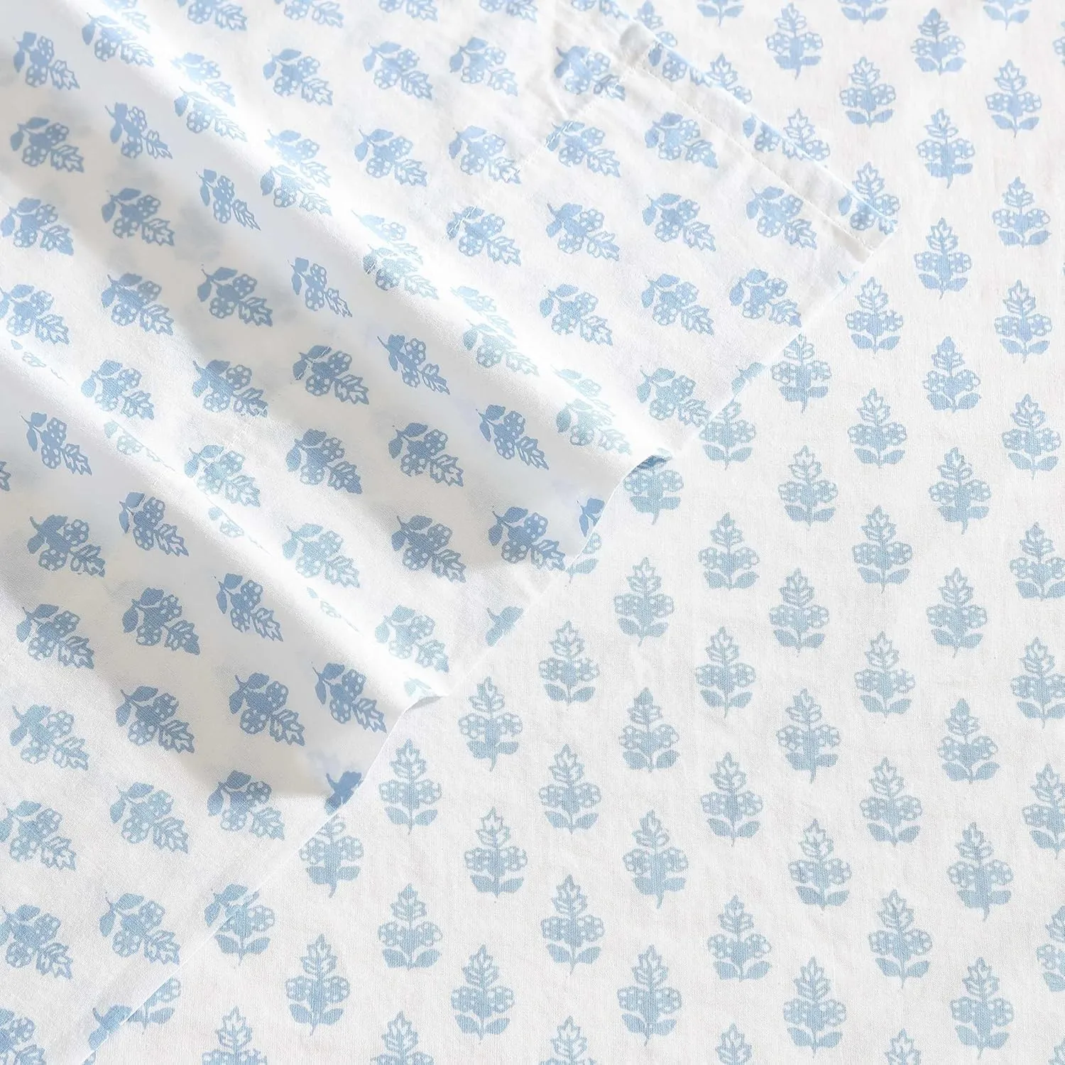 Laura Ashley - King Sheets, Cotton Percale Bedding Set, Lightweight & Breathable Home Decor (Francesca Blue, King)