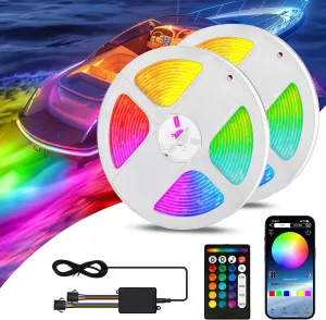 LED Boat Strip Light, 32.8 FT Marine RGB LED Multi-Color Interior Deck Cockpit Courtesy Light APP Control Waterproof Boat Lighting Kit for Yacht, Kayak, Sailboat, Fishing, Pontoon
