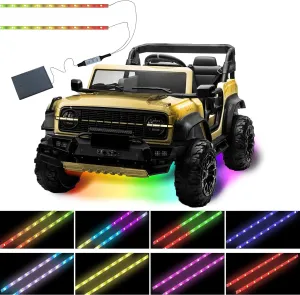 LED Lights for Power Wheel,(2 Strip) Can Be Cropped,Kids Electric Car Accessories,Under Lights for Power Wheels,Waterproof,for Boys and Girls Car Decor Lights,Black Wires Style