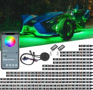 LEDGlow 20pc Bluetooth Advanced Million Color LED Accent Underlow Lighting Kit Compatible with Polaris Slingshot - Smartphone App - Brake Lights Feature - Waterproof Control Box - Flexible Strips