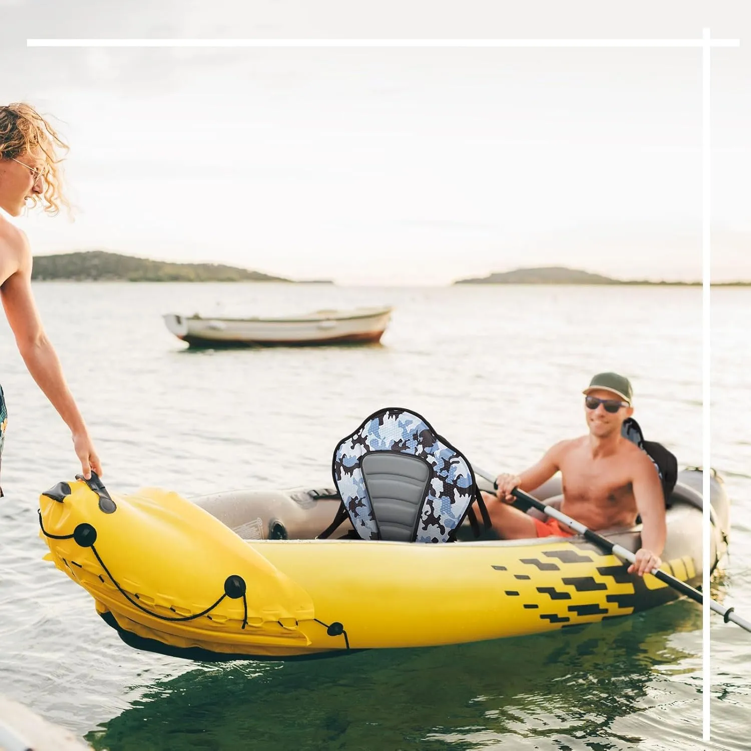 Lewtemi 2 Pack Kayak Seats with Back Support Adjustable Sit on Top Padded Boat Seat with Detachable Storage Bag and 8 Fixed D Ring and Screws