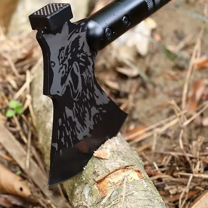 LIANTRAL Survival Camping Axe, Folding Tactical Axe Hatchet with Hammer, Nylon Sheath for Outdoor Adventures