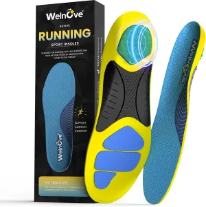 Lightweight Performance Sports Insoles Protective - Welnove Shock Absorbing Athletic Insoles for Running, Basketball, Fitness - Energy Return,Increased Performance,Injury Protection, Men Women (L)