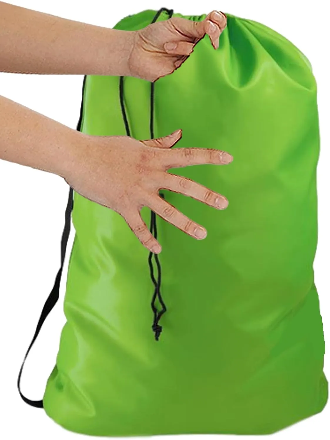 LIME GREEN Summer Camp Bag Heavy Duty w/Shoulder Strap by Ultra Essentials, XXL 30" X 40" Tear Resistant Laundry Bags, Dorm Hamper, Camping Tent, Sports Ball, Clothes, Yarn Storage