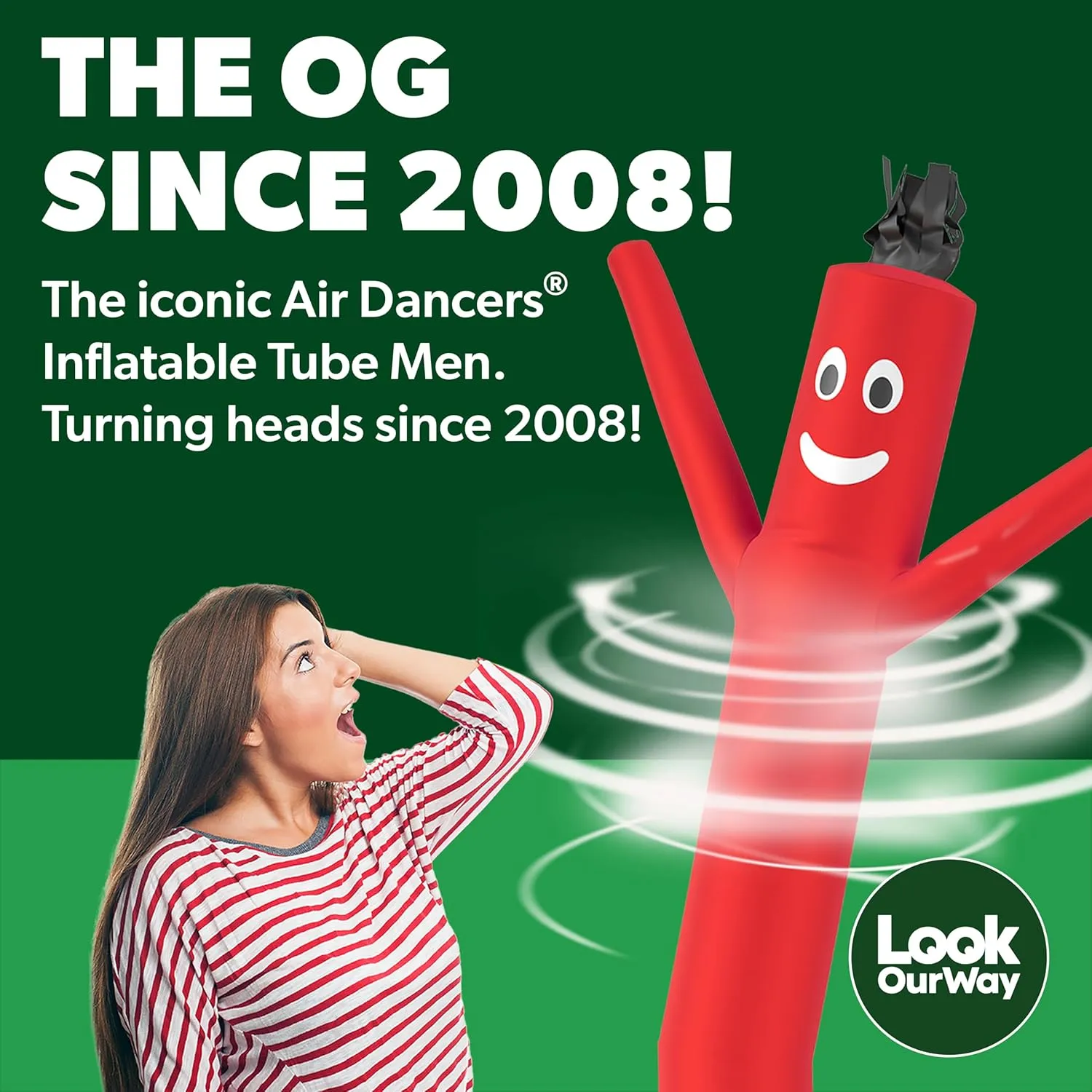 LookOurWay Air Dancers Wacky Waving Inflatable Tube Man - 7ft Tall Inflatable Dancing Man with Weather-Resitant Blower for Business Advertising - Red
