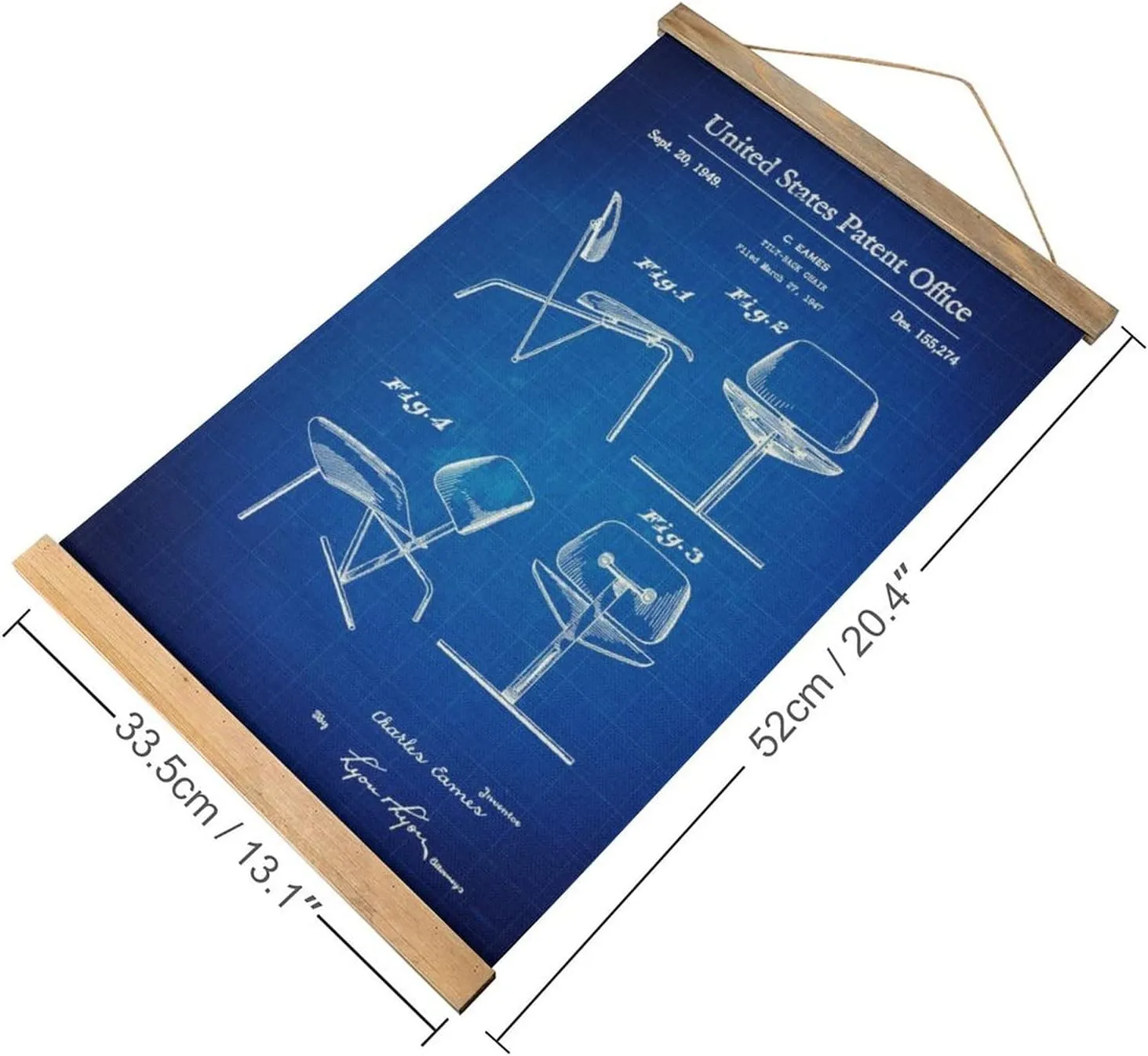 LULUU Eames Chair Scroll Magnetic Poster Premium Wall Fabric Picture Art Wood Frame Hanging Print Hanger Hanger for Room Decor High-Definition Oil Canvas Kit
