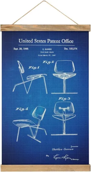 LULUU Eames Chair Scroll Magnetic Poster Premium Wall Fabric Picture Art Wood Frame Hanging Print Hanger Hanger for Room Decor High-Definition Oil Canvas Kit