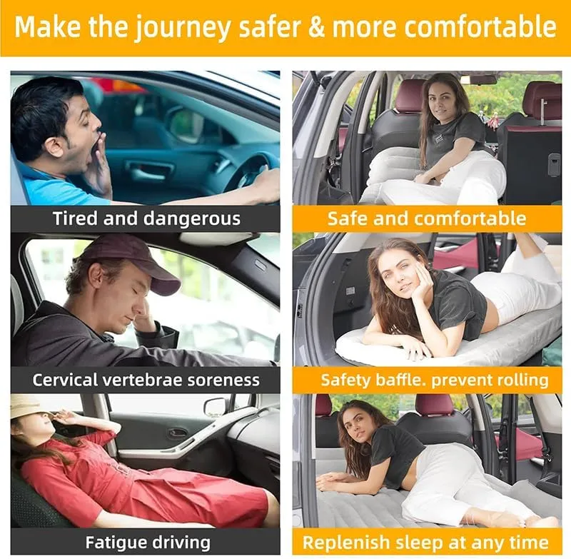 Luxury Air Mattress Car Sleeping for Dodge Ram 1500 Classic Model/3500 Jump Seat, 3 Min Fast Blow up, Inflatable Car Air Mattress Back Seat Bed for Home Car Travel Camping,C Grey