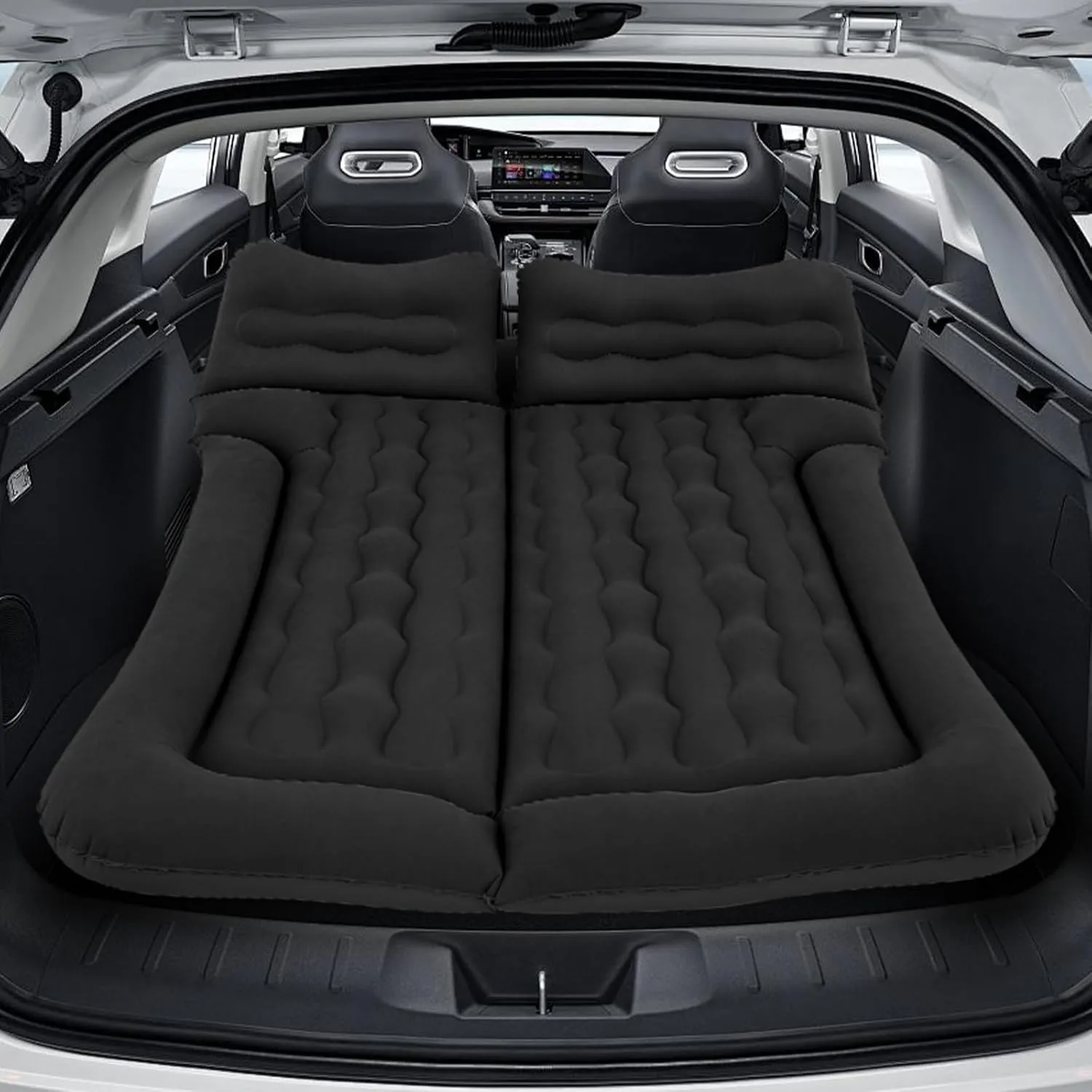 MADOG Car Inflatable Bed, Portable Foldable Flocking Surface Car Camping Mattress for Home Car Travel Camping, Car Bed Backseat Load Up to 440 lbs, Black