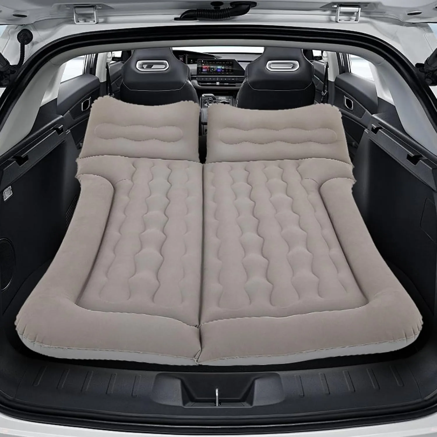 MADOG Car Inflatable Bed, Portable Foldable Flocking Surface Car Camping Mattress for Home Car Travel Camping, Car Bed Backseat Load Up to 440 lbs, Grey