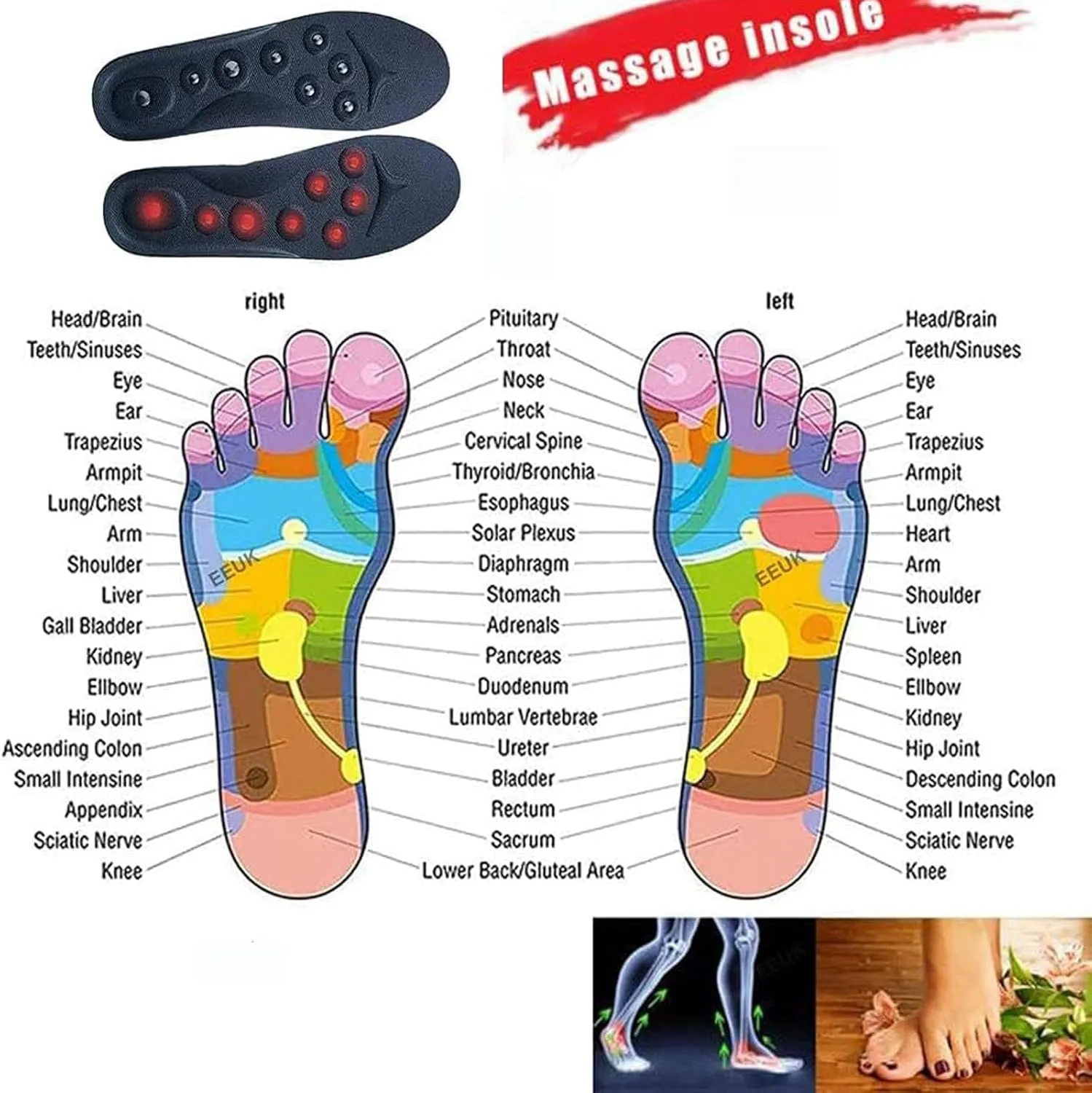 Magnetic Insoles, Acupressures Insoles for Weight Loss, Acupressures Magnetic Insoles for Women & Men, Reflexology Insoles, Orthopedic Massage Insoles,S,1 Pair