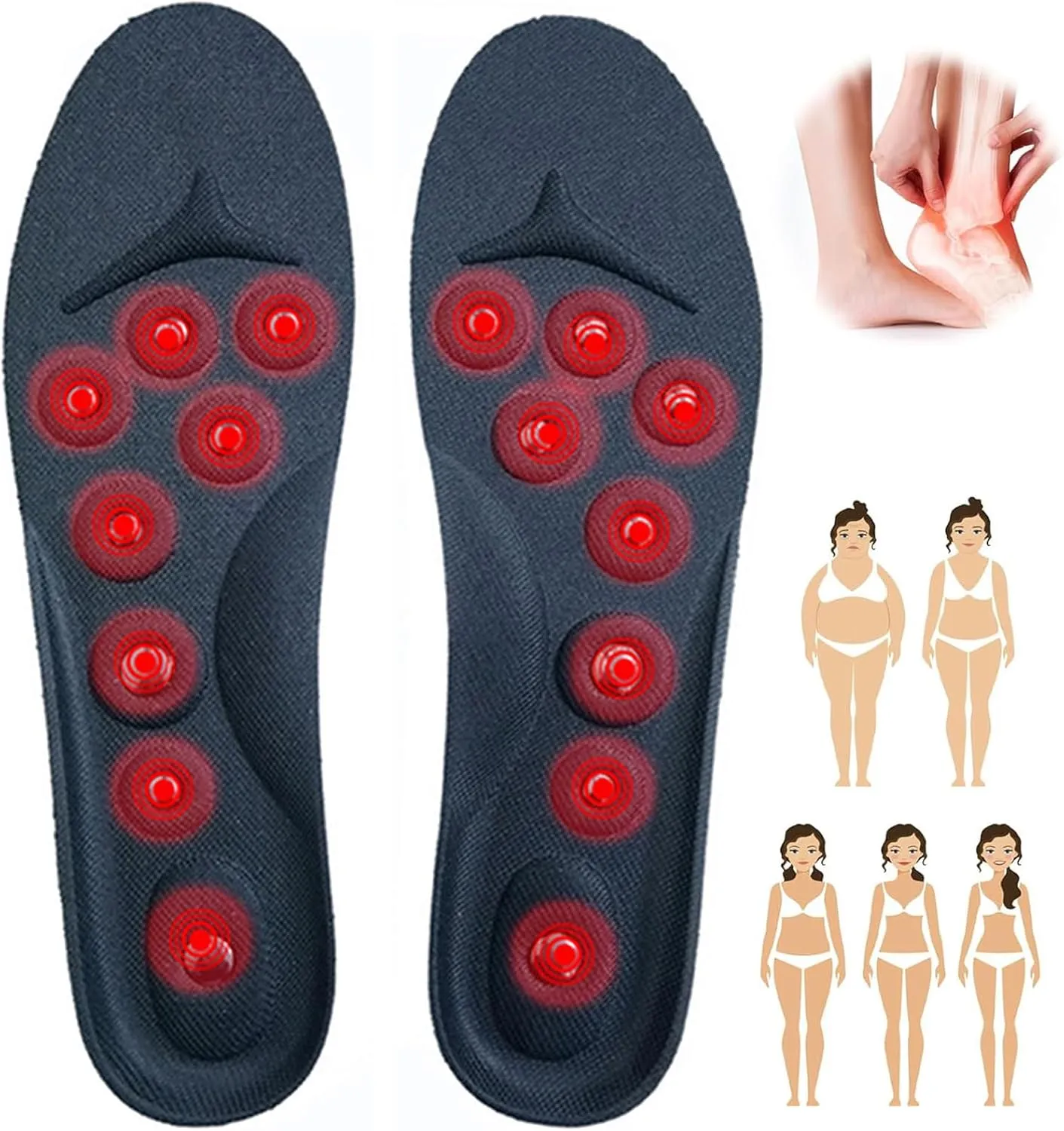 Magnetic Insoles, Acupressures Insoles for Weight Loss, Acupressures Magnetic Insoles for Women & Men, Reflexology Insoles, Orthopedic Massage Insoles,S,1 Pair