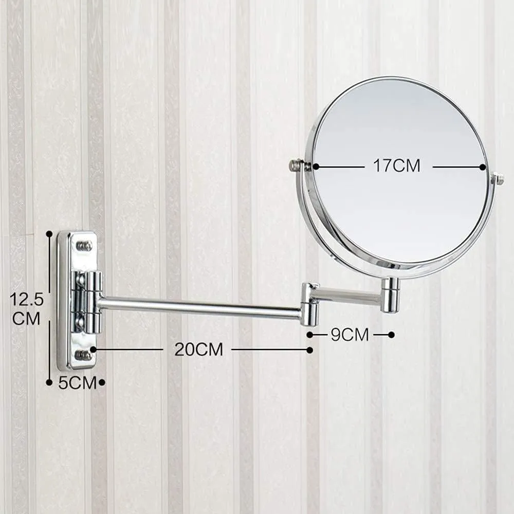 Makeup Mirror 360°Rotating Metal Wall-Mounted 7-inch Mirror Double-Sided Magnification 3X Folding HD Vanity Mirror