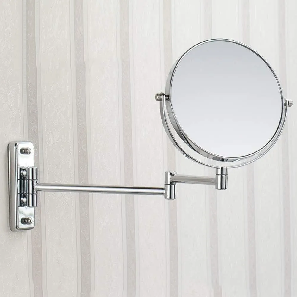 Makeup Mirror 360°Rotating Metal Wall-Mounted 7-inch Mirror Double-Sided Magnification 3X Folding HD Vanity Mirror