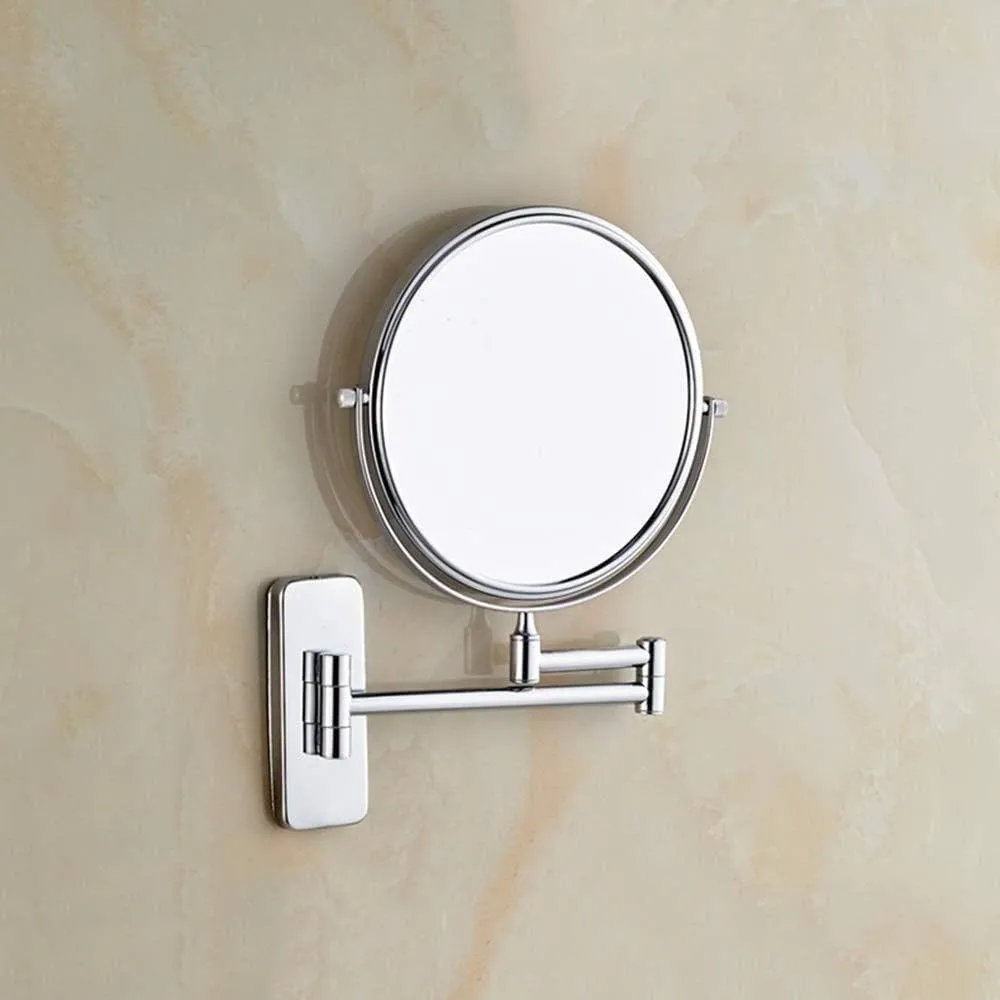 Makeup Mirror 8 Inch 10X Enlarged Bathroom Wall Hanging Double-Sided Folding Vanity Mirror Beauty Mirror, Silver