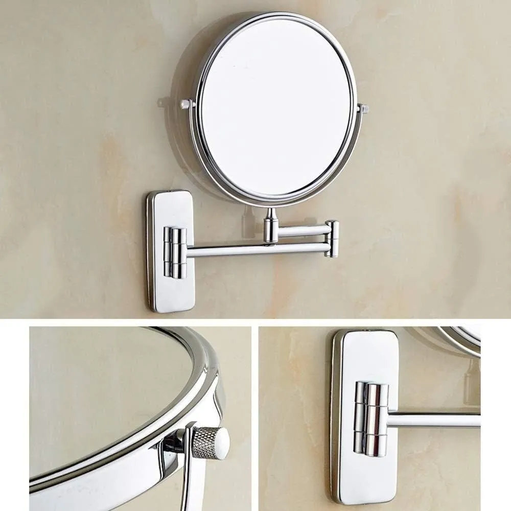 Makeup Mirror 8 Inch 10X Enlarged Bathroom Wall Hanging Double-Sided Folding Vanity Mirror Beauty Mirror, Silver