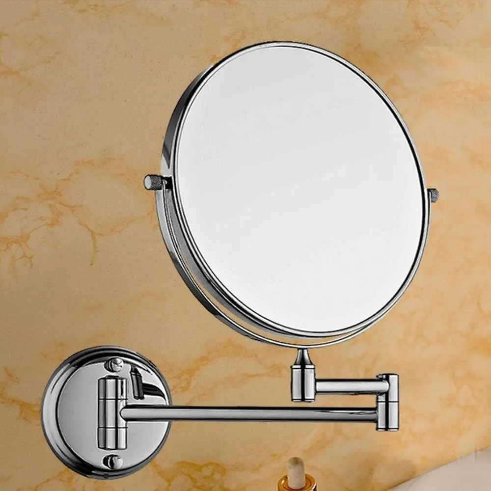 Makeup Mirror 8-inch Cosmetic Mirror Bathroom Mirror Wall Hanging Folding Double-Sided Metal Round 3X Magnifier