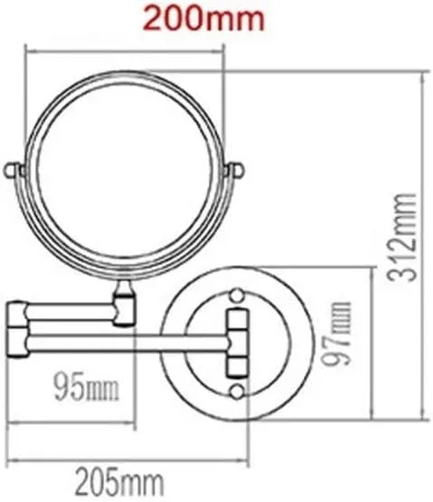 Makeup Mirror 8-inch Cosmetic Mirror Bathroom Mirror Wall Hanging Folding Double-Sided Metal Round 3X Magnifier