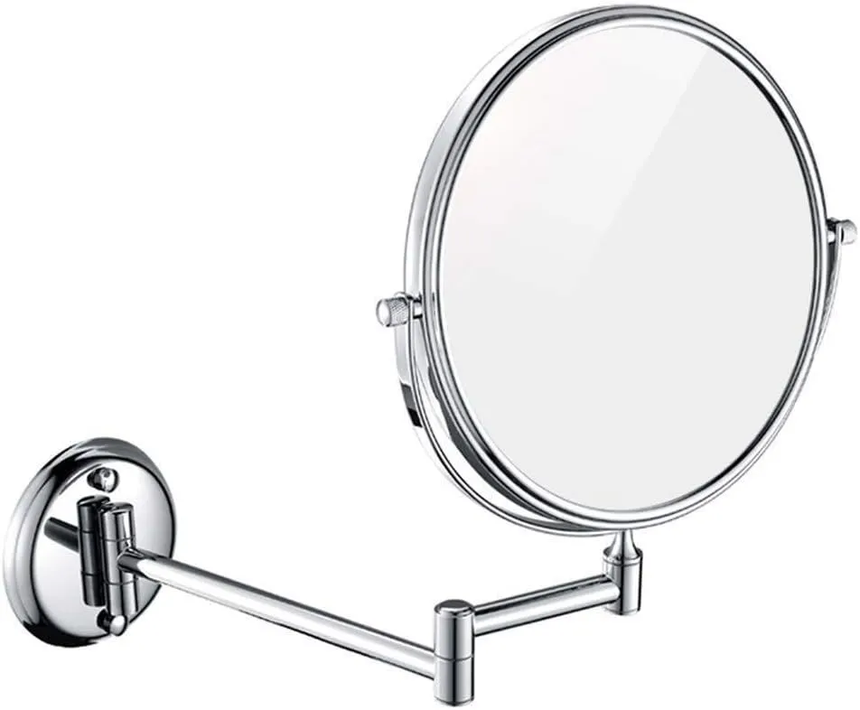 Makeup Mirror 8-inch Cosmetic Mirror Bathroom Mirror Wall Hanging Folding Double-Sided Metal Round 3X Magnifier