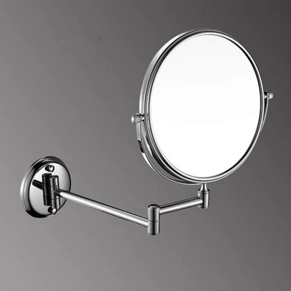 Makeup Mirror 8-inch Cosmetic Mirror Bathroom Mirror Wall Hanging Folding Double-Sided Metal Round 3X Magnifier