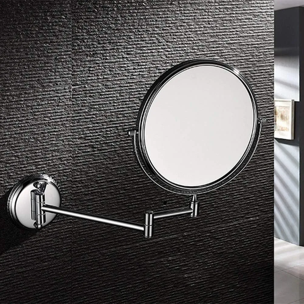 Makeup Mirror 8-inch Cosmetic Mirror Bathroom Mirror Wall Hanging Folding Double-Sided Metal Round 3X Magnifier