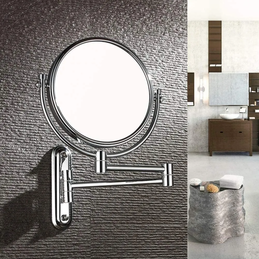 Makeup Mirror Bathroom Metal Vanity Mirror 8-inch Folding Vanity Mirror Double-Sided(8 inches 3X)