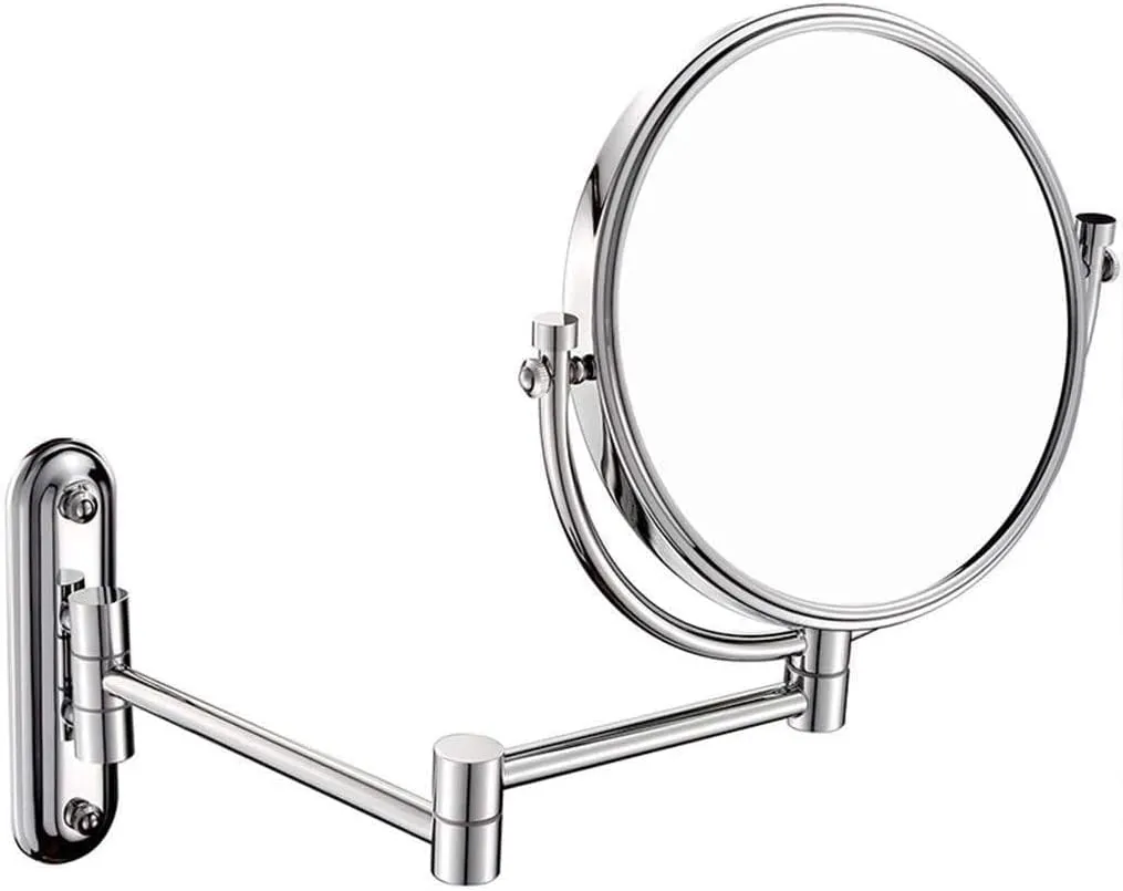 Makeup Mirror Bathroom Metal Vanity Mirror 8-inch Folding Vanity Mirror Double-Sided(8 inches 3X)