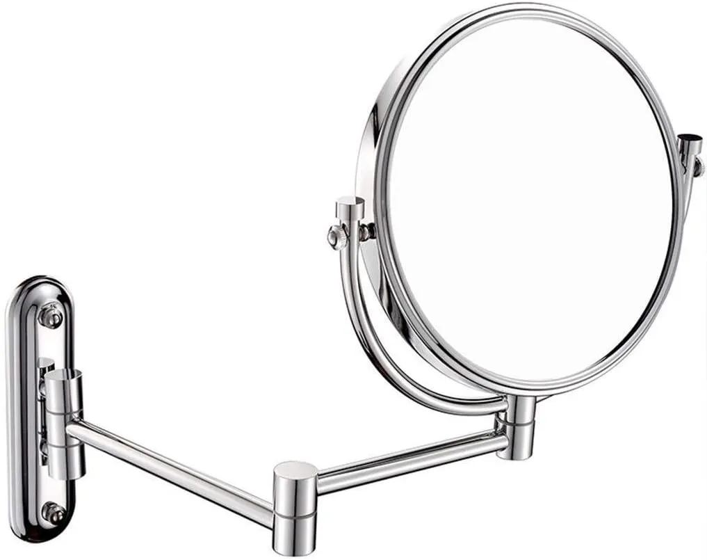 Makeup Mirror Bathroom Metal Vanity Mirror 8-inch Folding Vanity Mirror Double-Sided(8 inches 5X)