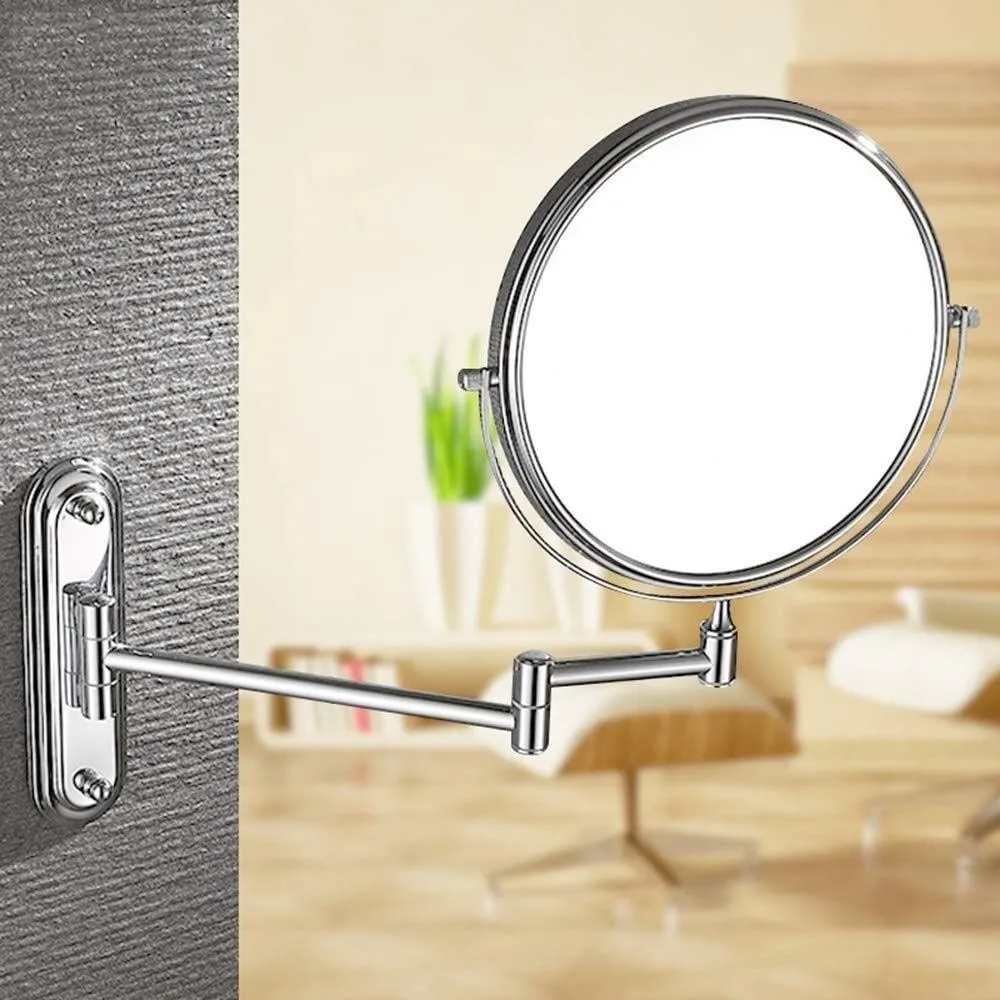 Makeup Mirror Premium Modern Wall Mounted Makeup Mirror 6 Inch Retractable Folding 10X Magnifying Metal Mirror
