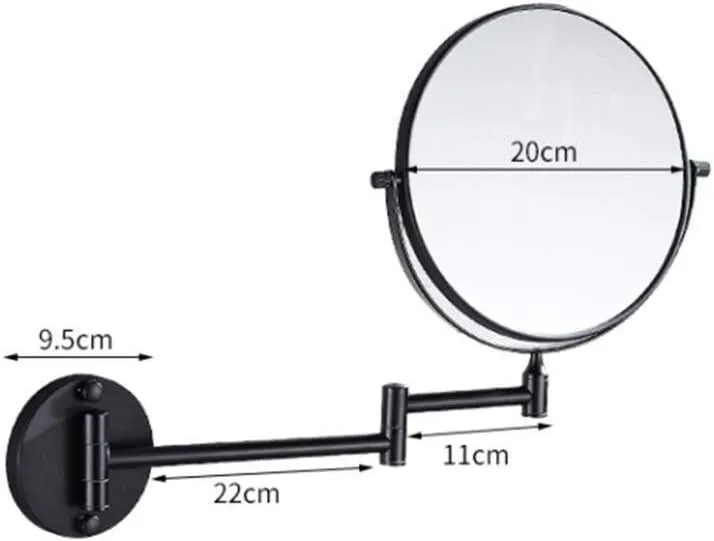 Makeup Mirror Space Aluminum Beauty Mirror 8 Inch Wall-Mounted Folding Double-Sided Telescopic 3X Magnification