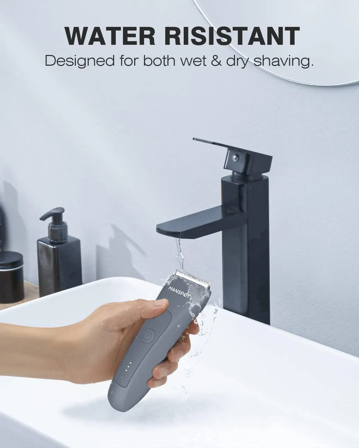 MANSPOT Electric Groin Hair Trimmer Hair Finishing Trimmers, Men's Shaving & Grooming Sets Kit with 4 Guards and Replaceable Ceramic Blade Heads,Waterproof Wet/Dry Trimmer,90 Minutes Shaving Tools