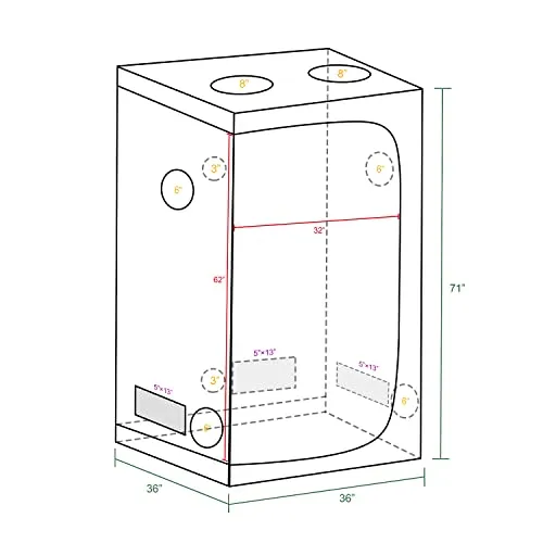 MARS HYDRO 3x3 Grow Tent, 36"x36"x71" Reflective MylarGrow Tents with Removable Floor Tray View Window for Indoor Plant Growing Room for TS1000/FC3000/FC-E3000