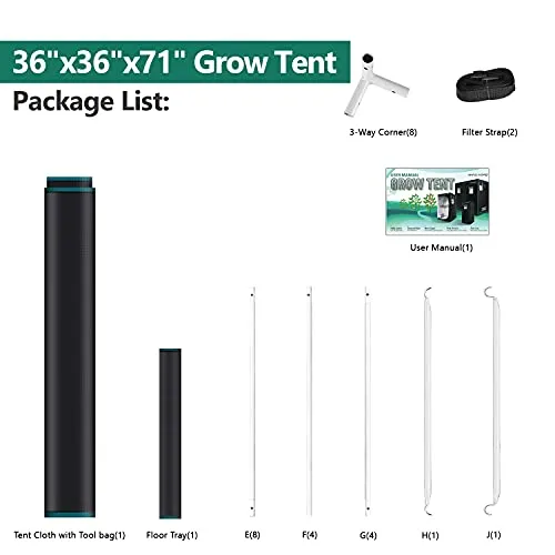 MARS HYDRO 3x3 Grow Tent, 36"x36"x71" Reflective MylarGrow Tents with Removable Floor Tray View Window for Indoor Plant Growing Room for TS1000/FC3000/FC-E3000