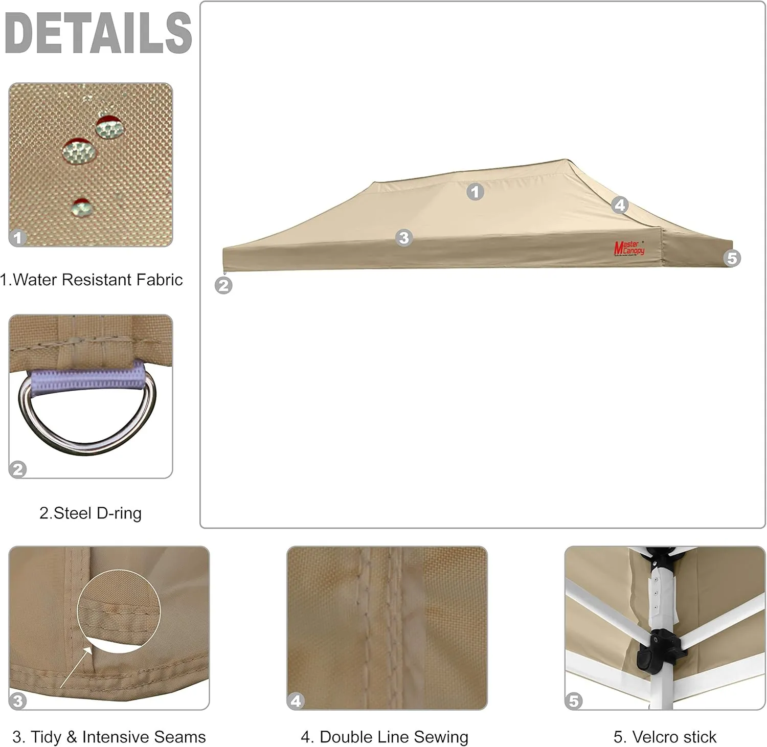 MASTERCANOPY Replacement Pop Up Canopy Top (10x20 Beige)