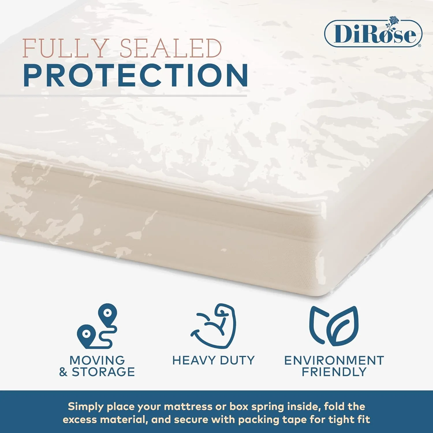 Mattress Storage Bag - 2pk Full Size Thick Plastic Moving Cover, Transport, Disposal and Protector - 3 mil Heavy Duty Reusable Clear Waterproof Mattress Protector Encasement by DiRose…