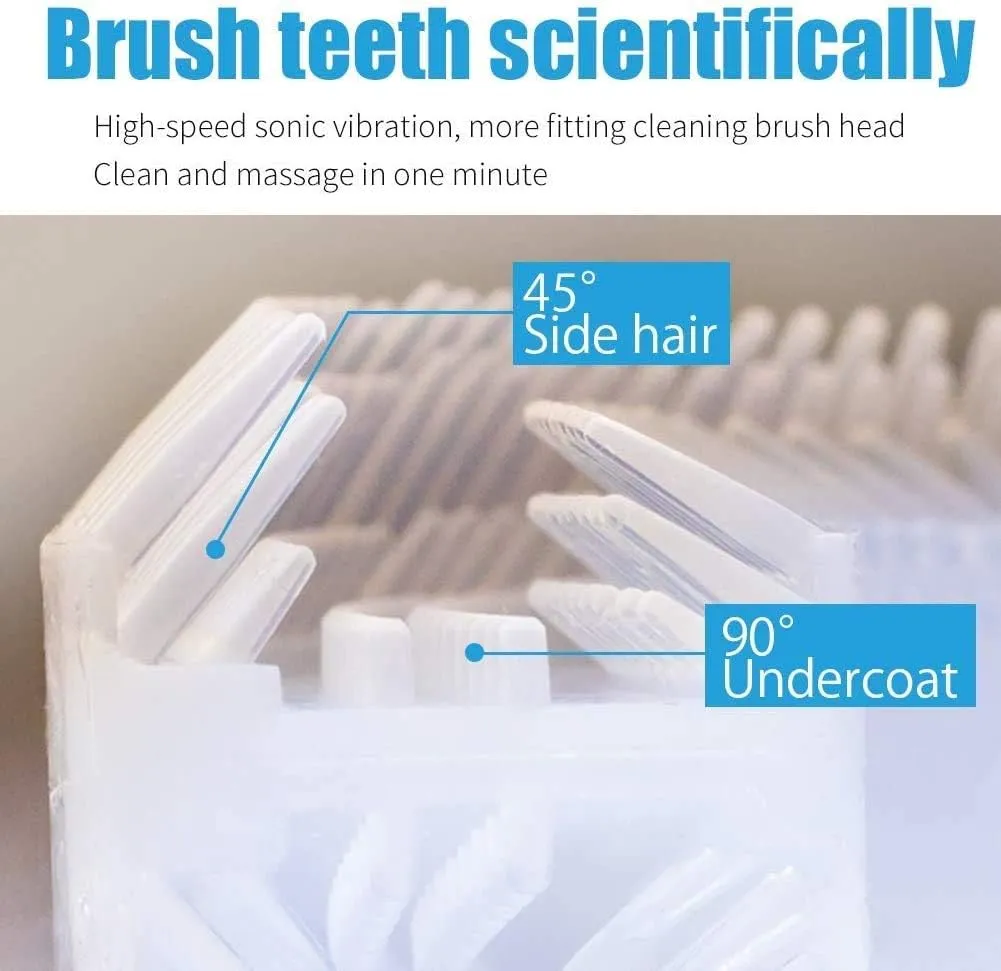 MAYBUY Automatic Ultrasonic Toothbrush,Electric Toothbrush for Adults,360° Electric Brush 45'' Automatic Timer Wireless Charging Washable Travel Home Dual-use (White, 1)