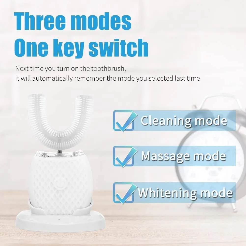 MAYBUY Automatic Ultrasonic Toothbrush,Electric Toothbrush for Adults,360° Electric Brush 45'' Automatic Timer Wireless Charging Washable Travel Home Dual-use (White, 1)