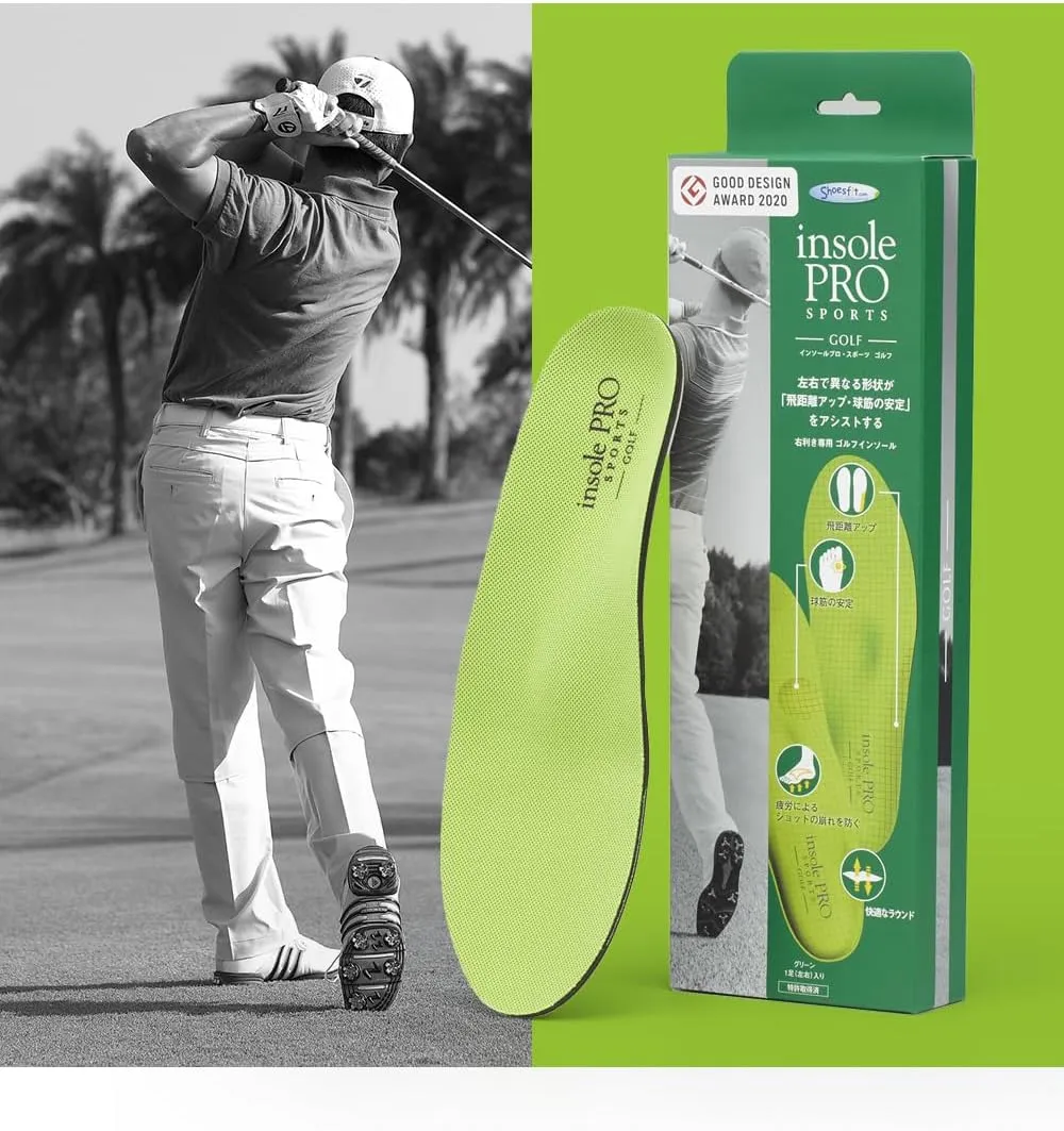 MCGear Original Japanese Golf Shoe Insoles, Arch Support to Relieve Plantar Fasciitis, Reduce Foot Fatigue and Heel Pain, Increases Swing Distance and Stability, for Right-Handed Users,Unisex. L