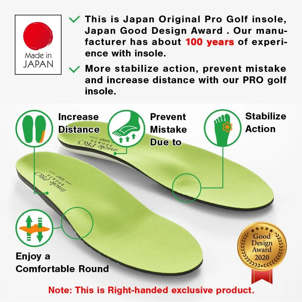 MCGear Original Japanese Golf Shoe Insoles, Arch Support to Relieve Plantar Fasciitis, Reduce Foot Fatigue and Heel Pain, Increases Swing Distance and Stability, for Right-Handed Users,Unisex. L
